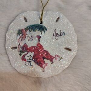 Glittery Santa Sand Dollar Ornament From Aruba